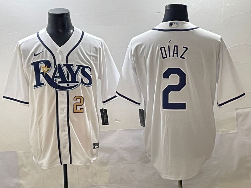 Men 2025 Tampa Bay Rays 2 Diaz White Game Nike MLB Jersey style 2